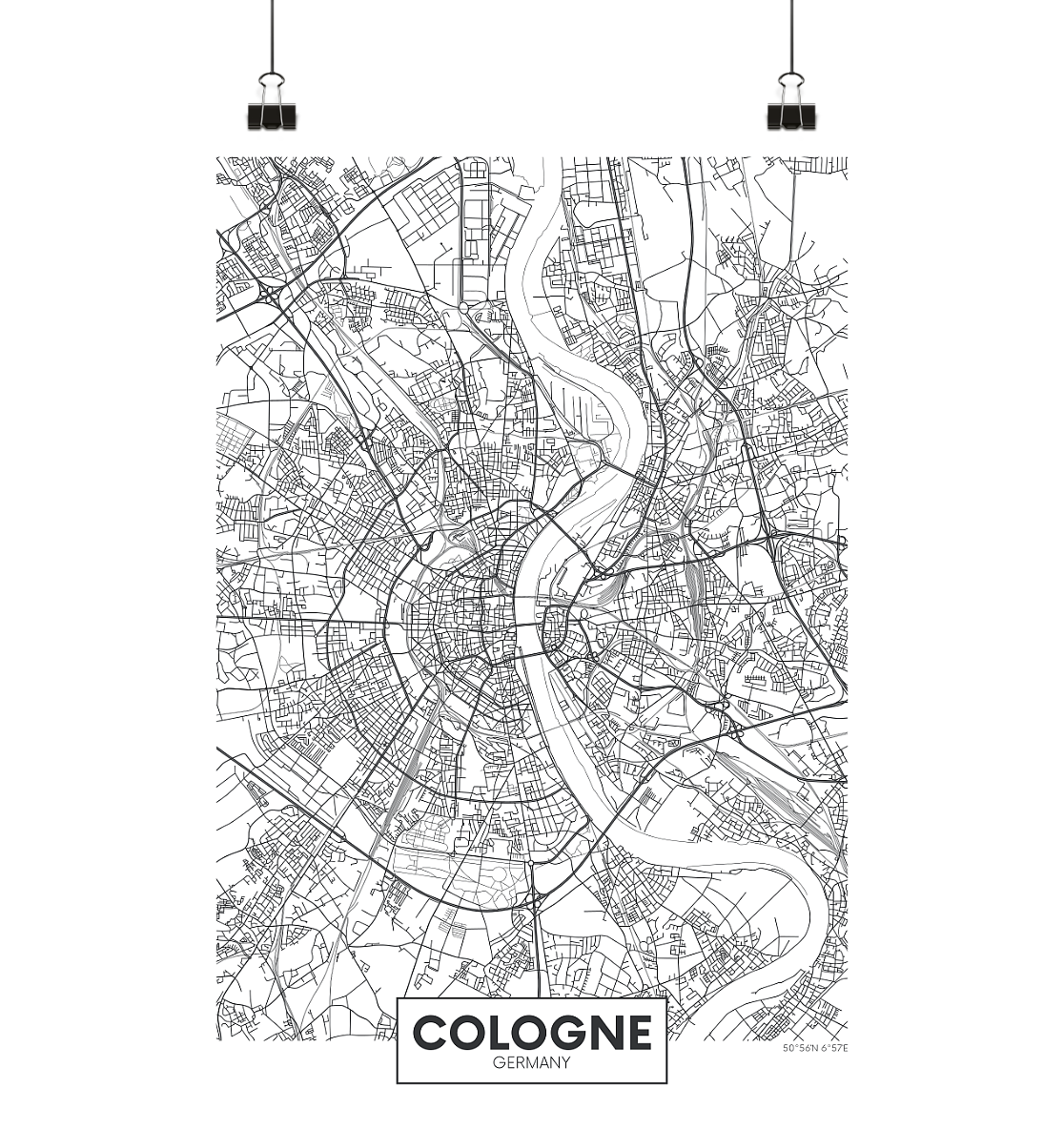 Köln Poster DIN A1 s/w - Poster Din A1 (hoch)