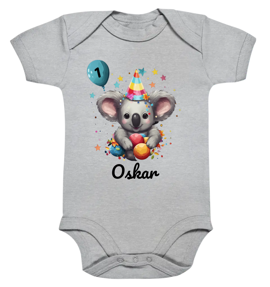 Happy Birthday Koala - Organic Baby Bodysuite