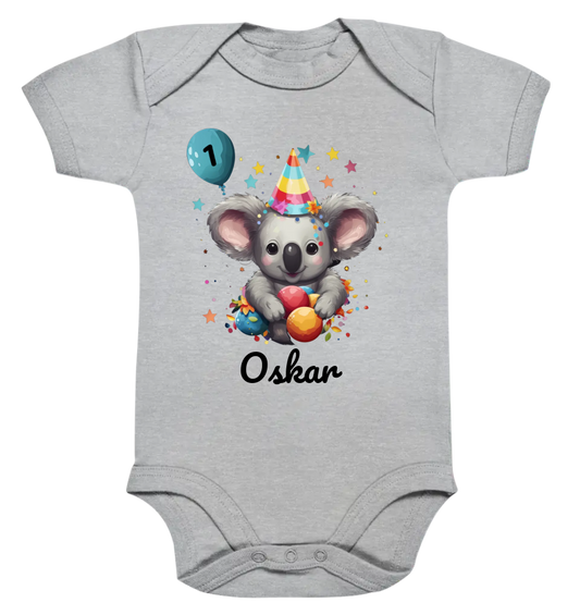 Happy Birthday Koala - Organic Baby Bodysuite