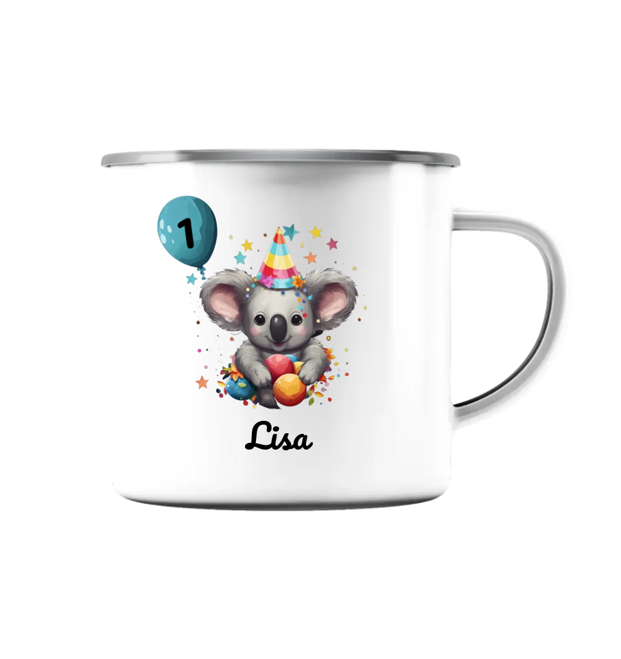 Tasse Birthday Koala - Emaille Tasse (Silber)