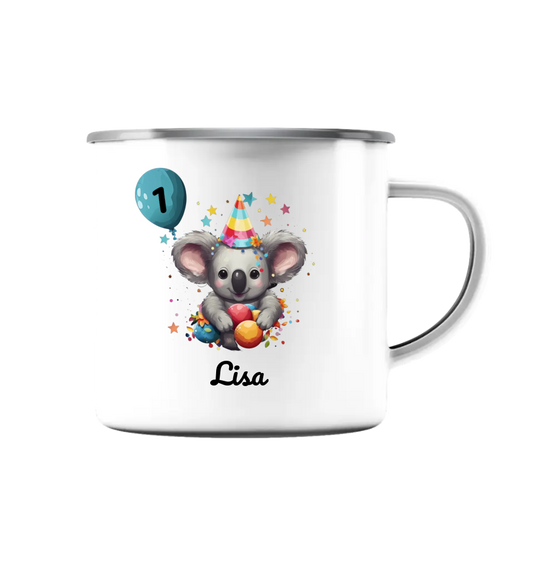 Tasse Birthday Koala - Emaille Tasse (Silber)