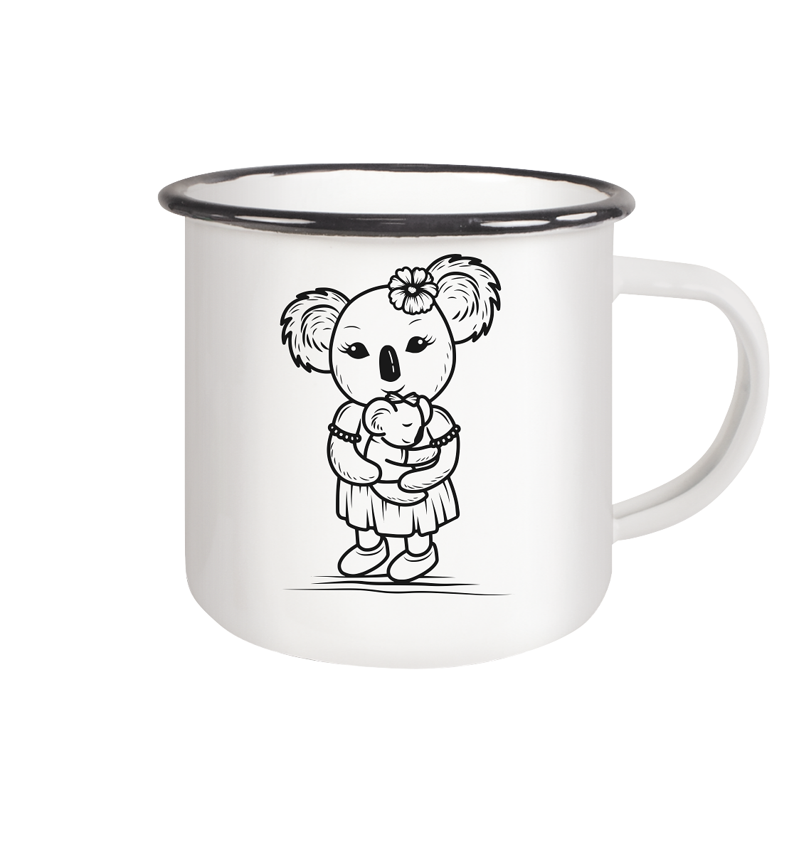 Koala Mom - Emaille Tasse (Black)